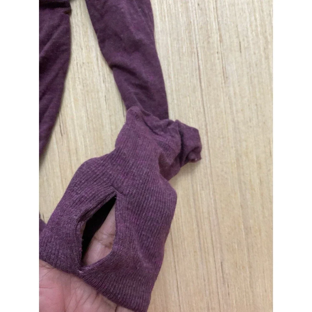 Athleta Hooded Women's Size XXS Maroon Purple Wrap Knit Long Sleeve Thumbholes